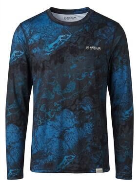 Magellan Outdoors Men's Long Sleeve Camo Performance Fishing Shirt Blue Black